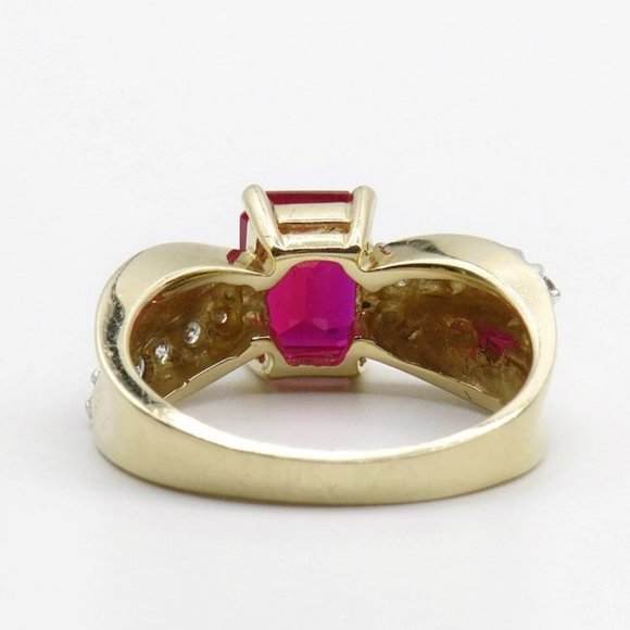 Vintage 14k Gold Ruby & Diamond Accent Ring Marked Exquisite Size 6 - Picture 6 of 12